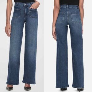 Frame Le Slim Palazzo Bardot Pocket Jeans in Thunderstorm